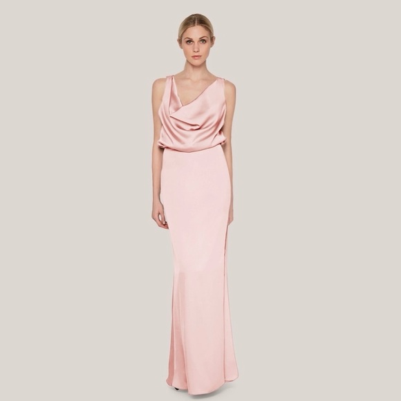 Fame & Partners Libra Satin Cowl Neck Pink Dress size 6 - Picture 1 of 16